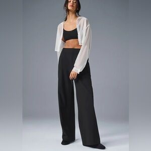 Alo Yoga Womens High Pursuit Trouser Pants Wide Leg Black Small 30” Inseam